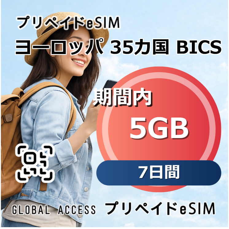 ヨーロッパ 35カ国 BICS 5GB 7日間