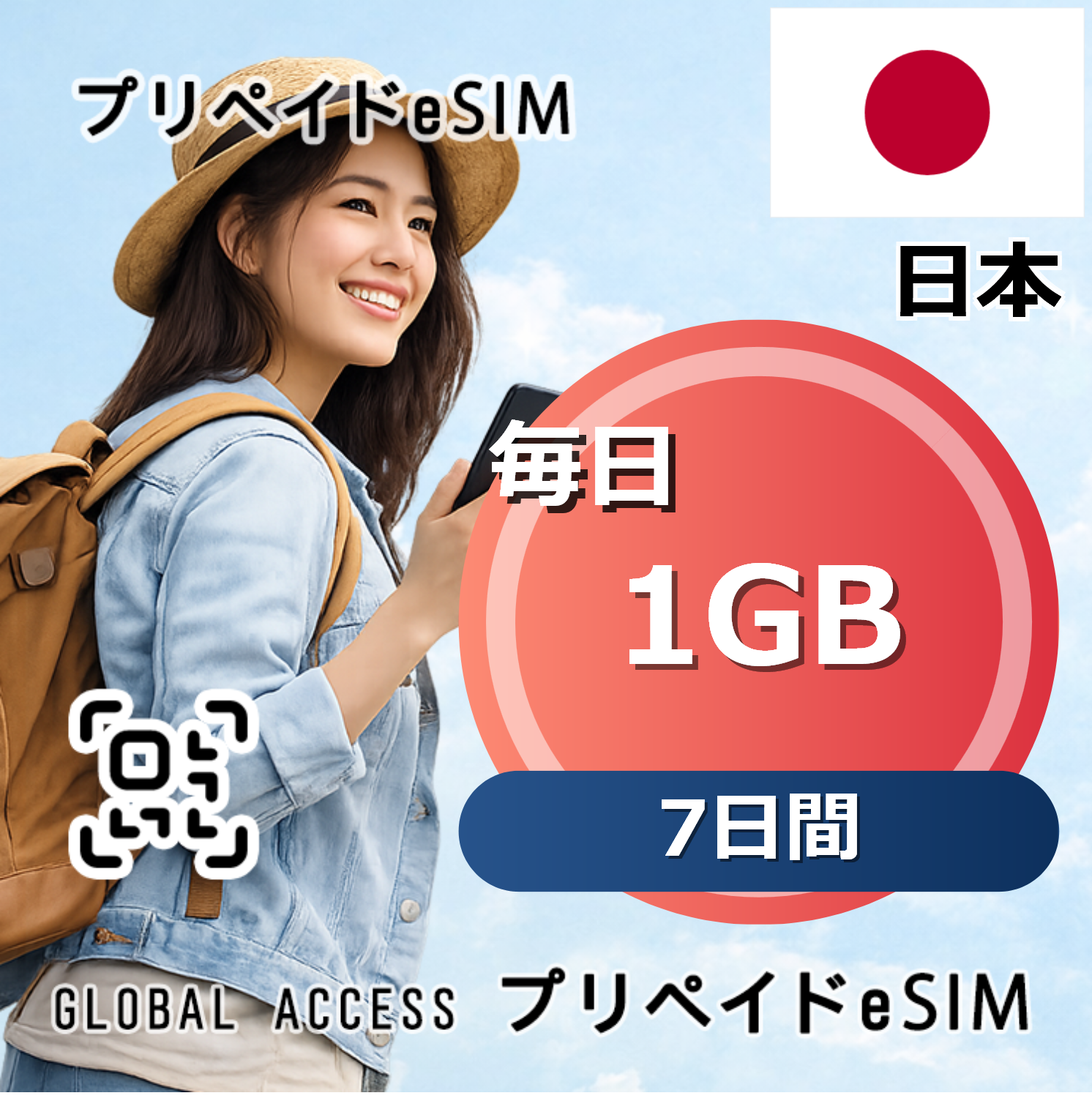 日本 eSIM 1GB 毎日 7日間