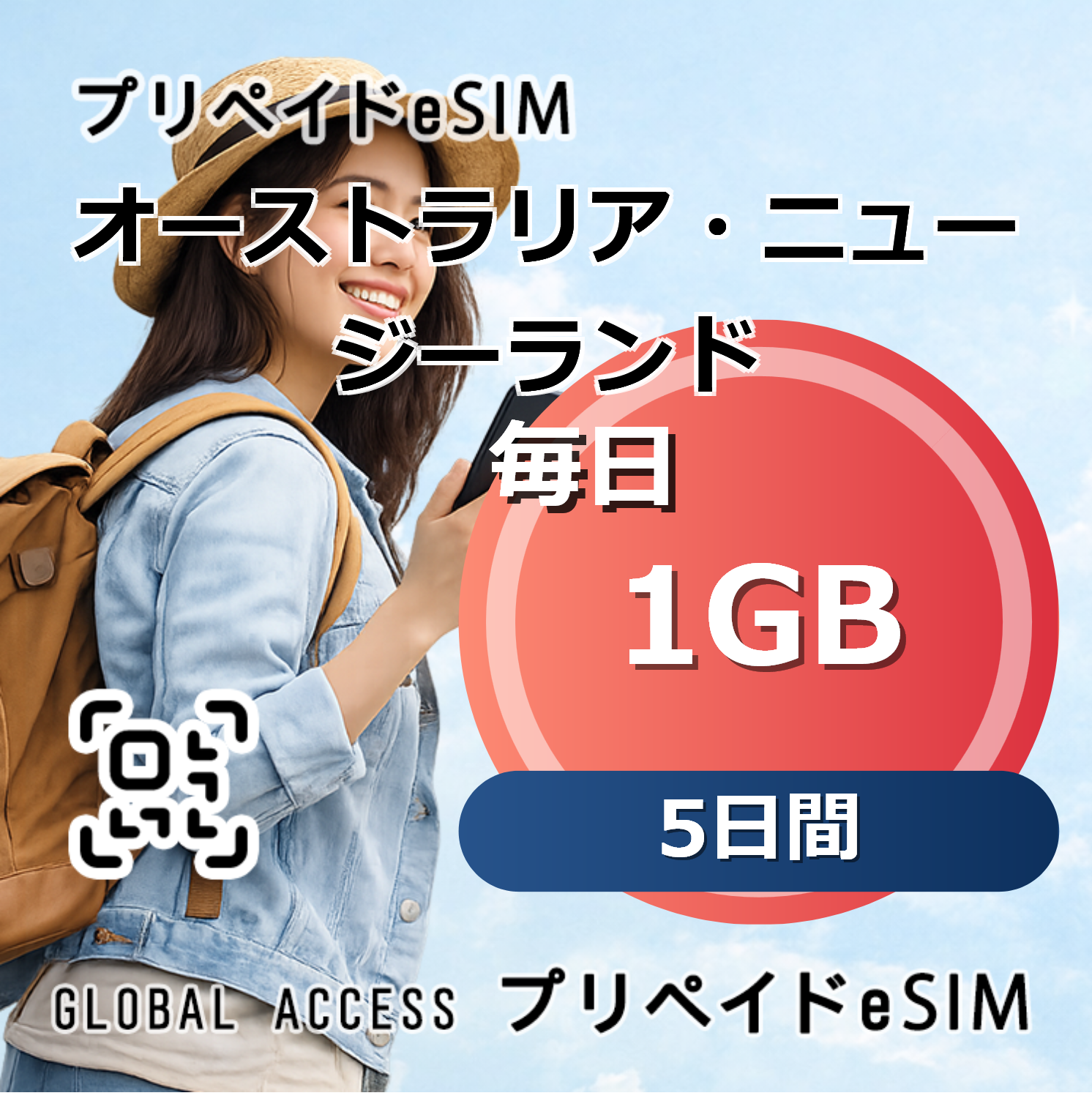 オーストラリア・ニュージーランド 1GB 毎日 5日間