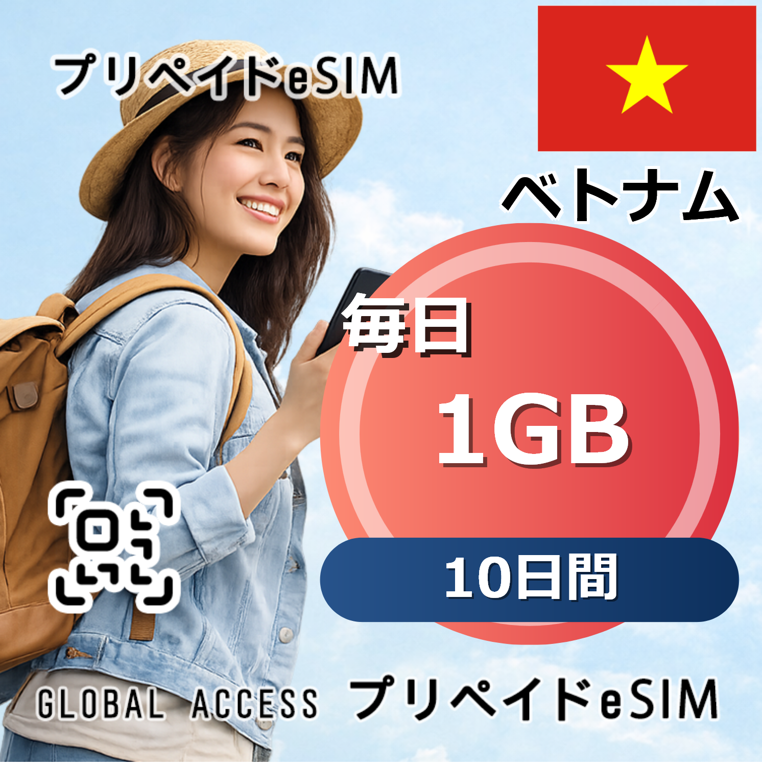 ベトナム eSIM 1GB 毎日 10日間