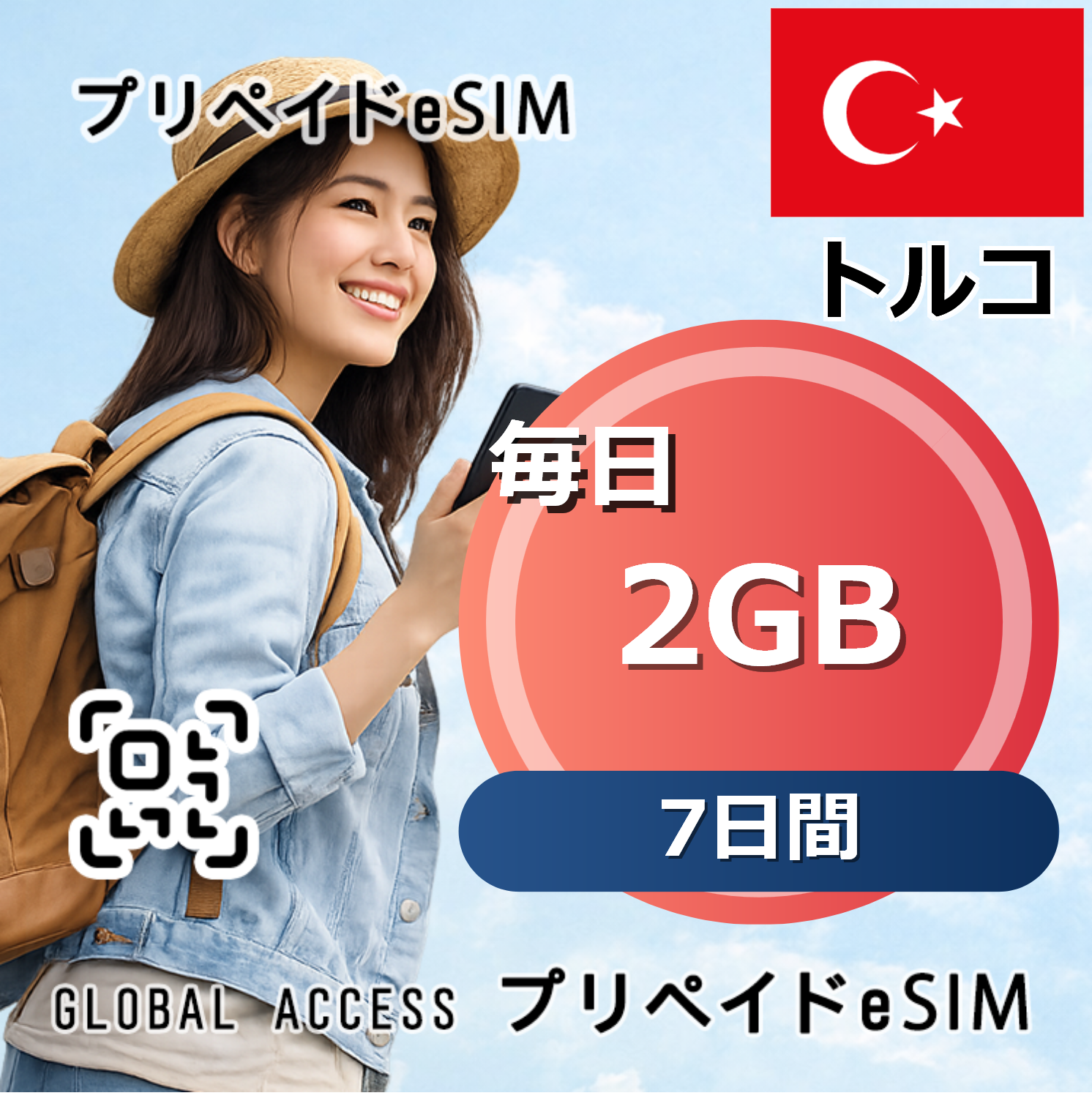 トルコ eSIM 2GB 毎日 7日間