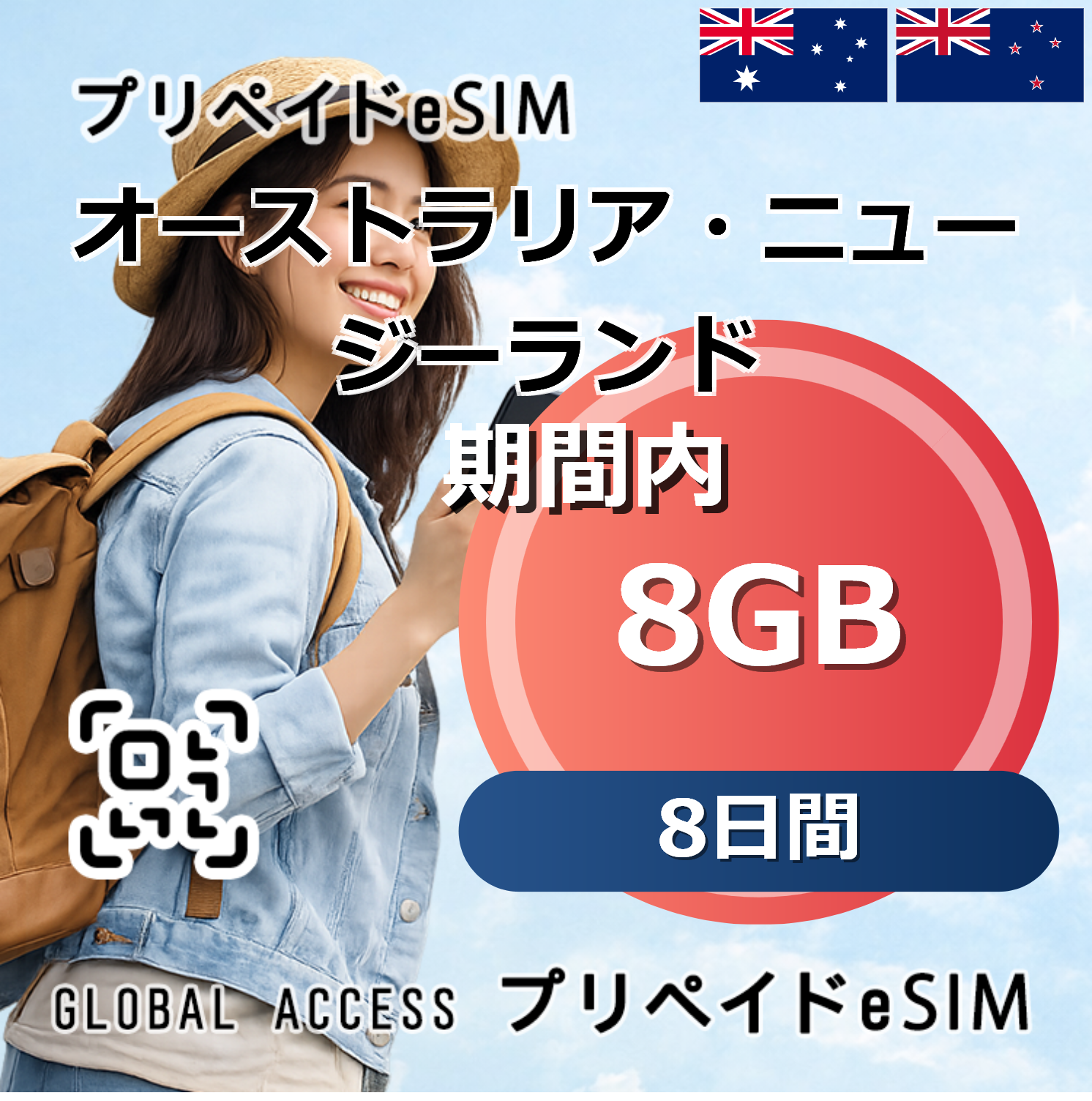 オーストラリア・ニュージーランド eSIM 8GB 8日間