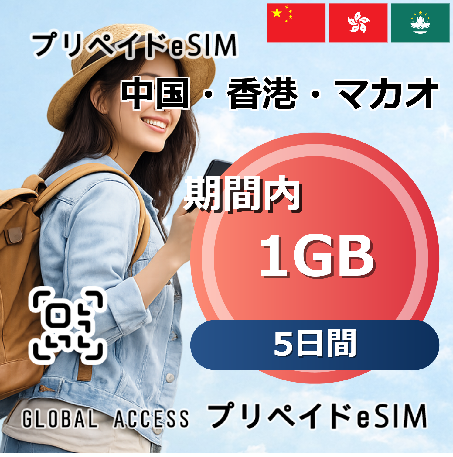 中国・香港・マカオ 1GB 5日間