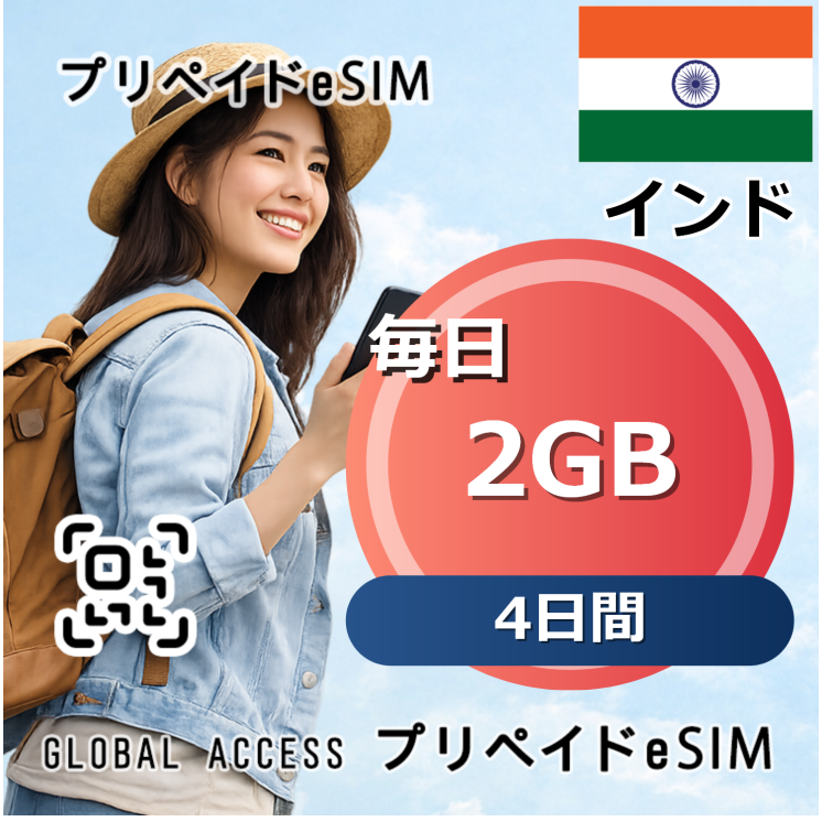 インド eSIM 2GB 毎日 4日間