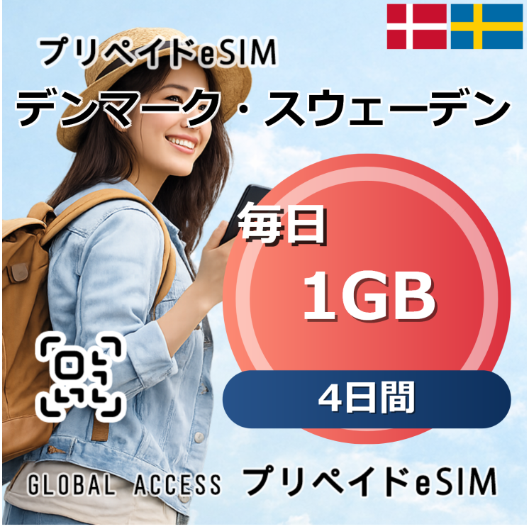 デンマーク・スウェーデン 1GB 毎日 4日間