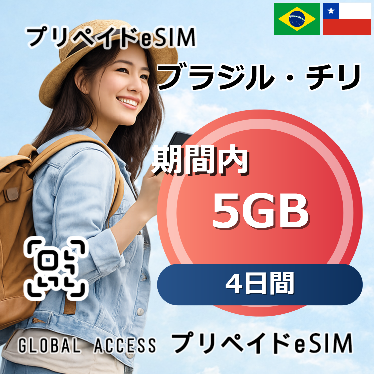 ブラジル・チリ 5GB 4日間