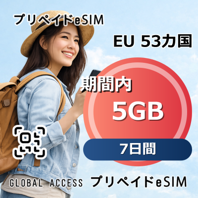 EU 53カ国 eSIM 5GB 7日間
