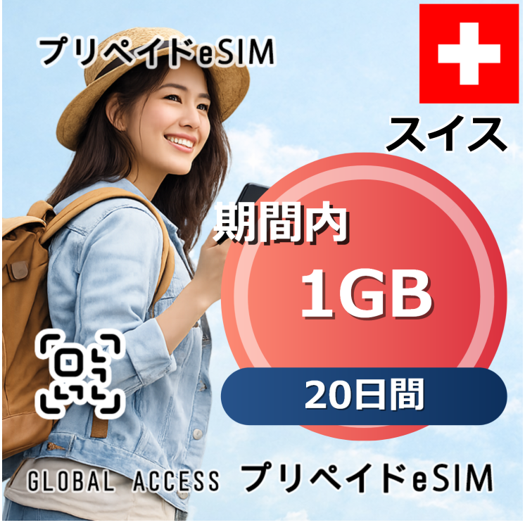 スイス 1GB 20日間