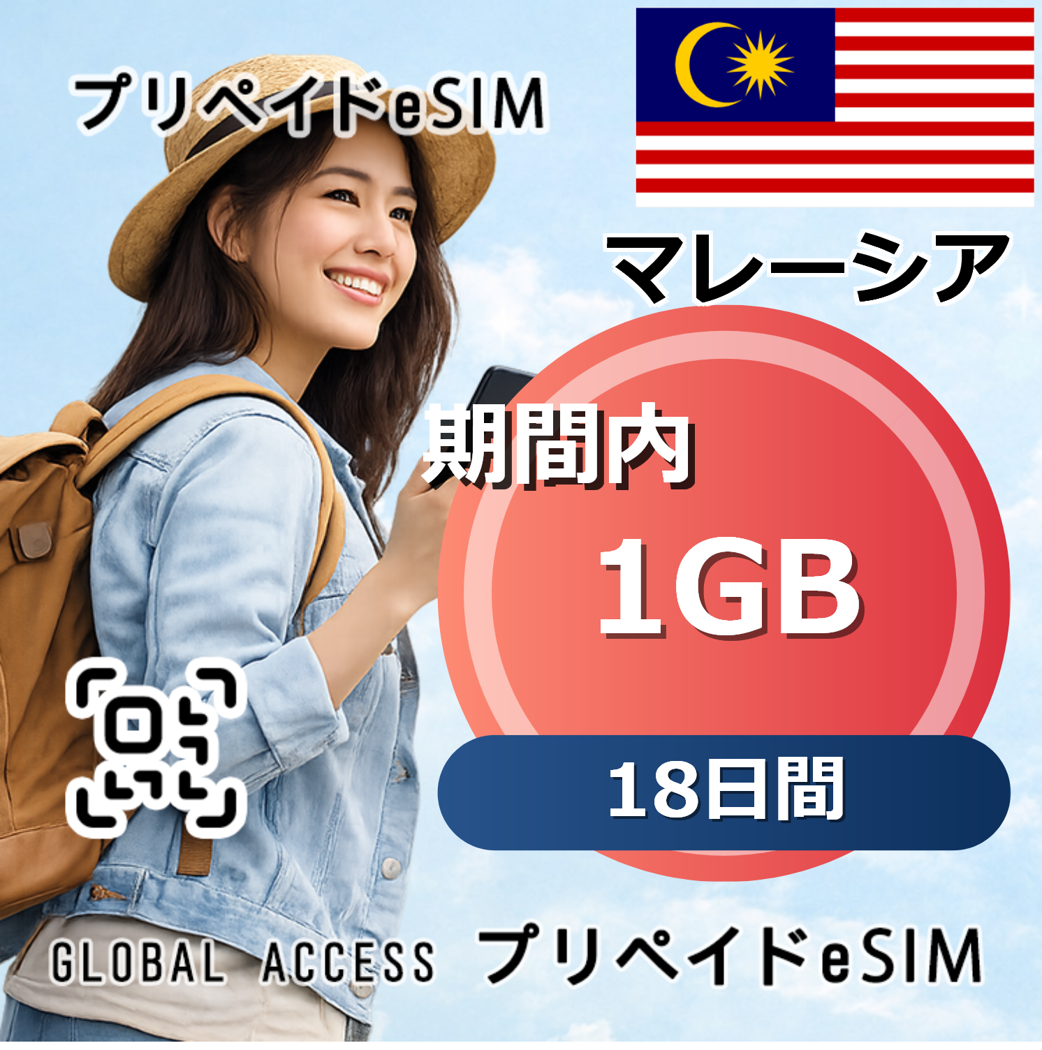 マレーシア 1GB 18日間