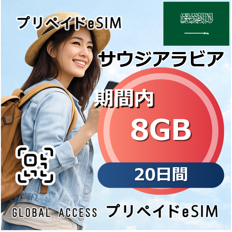 サウジアラビア 8GB 20日間