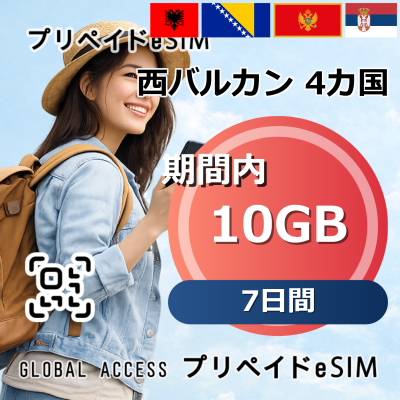西バルカン 4カ国 eSIM 10GB 7日間