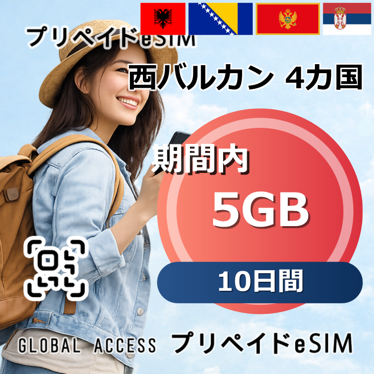 西バルカン 4カ国 eSIM 5GB 10日間