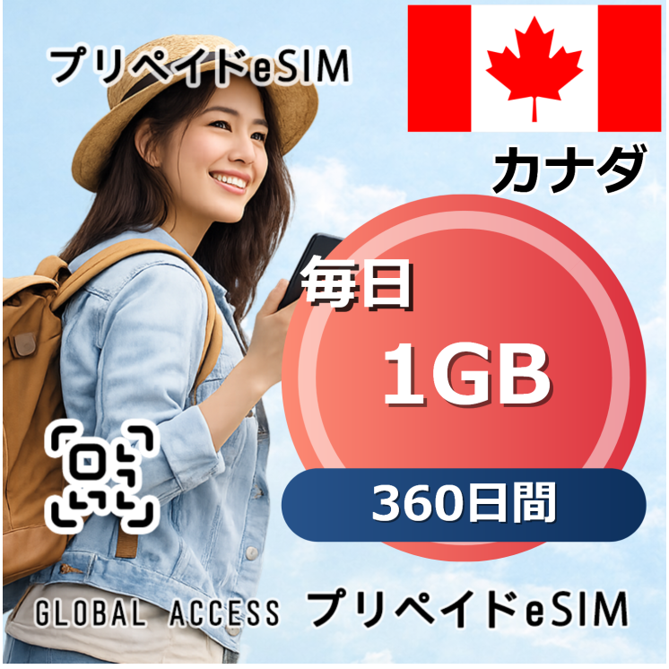 カナダ 1GB 毎日 360日間