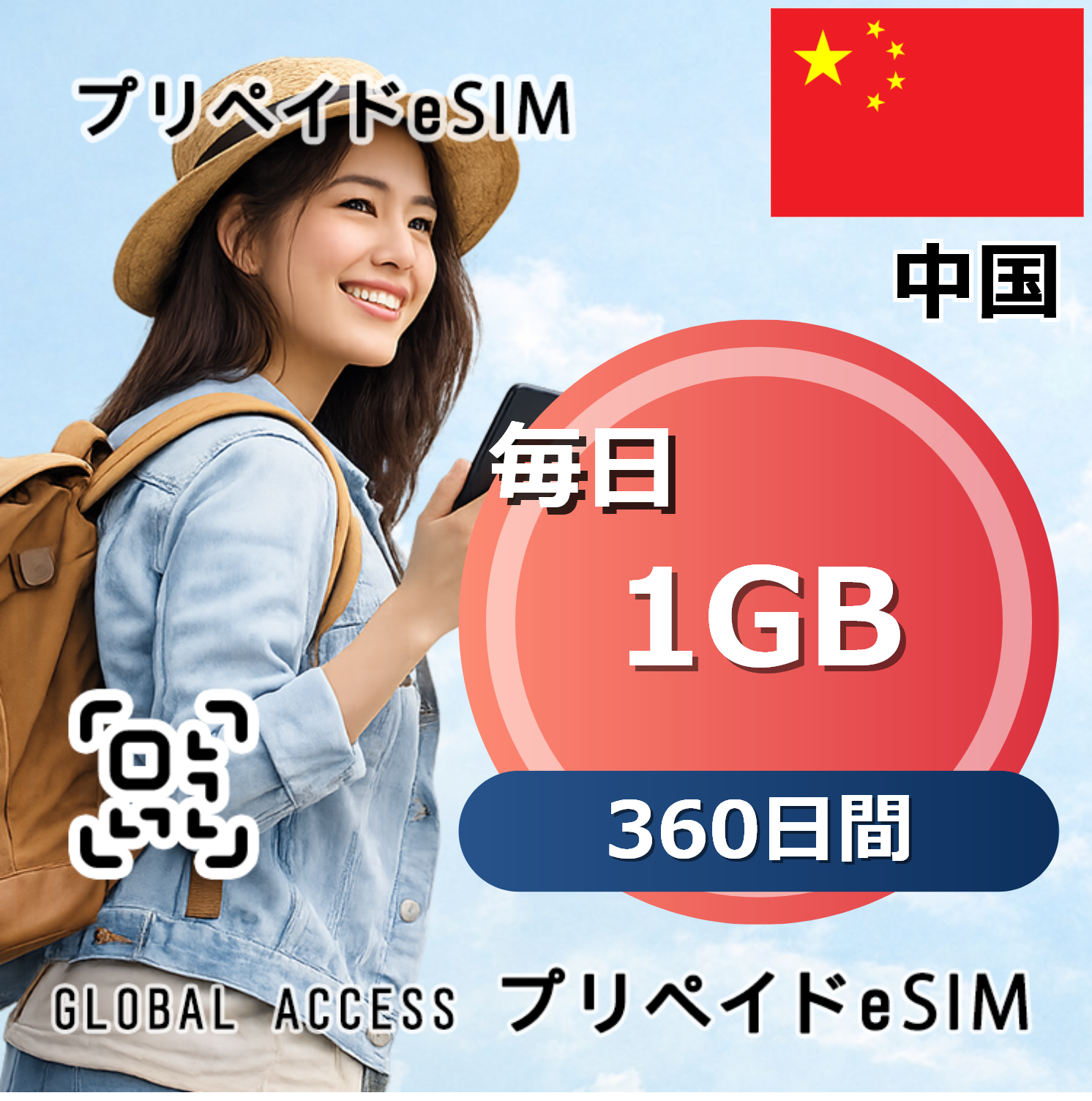 中国 1GB / 毎日 360日間