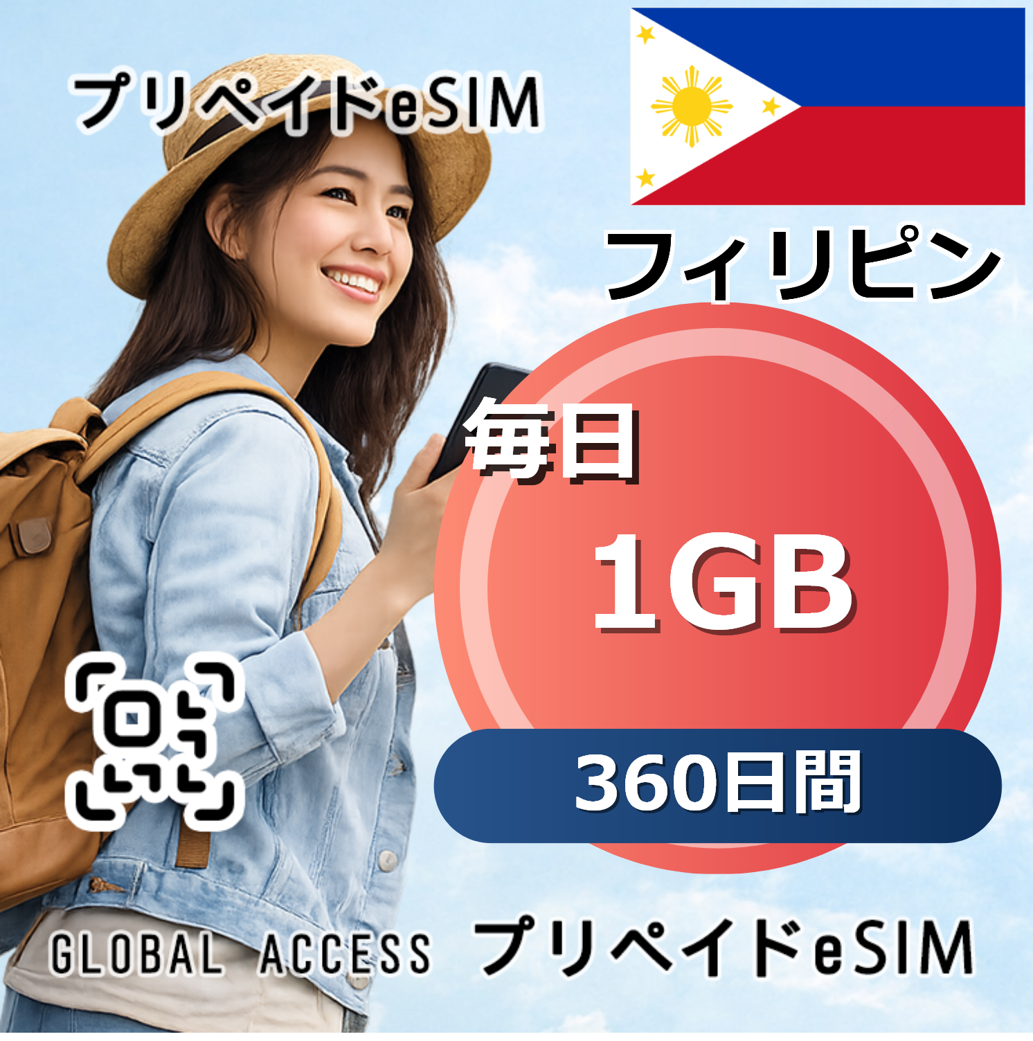 フィリピン 1GB / 毎日 360日間