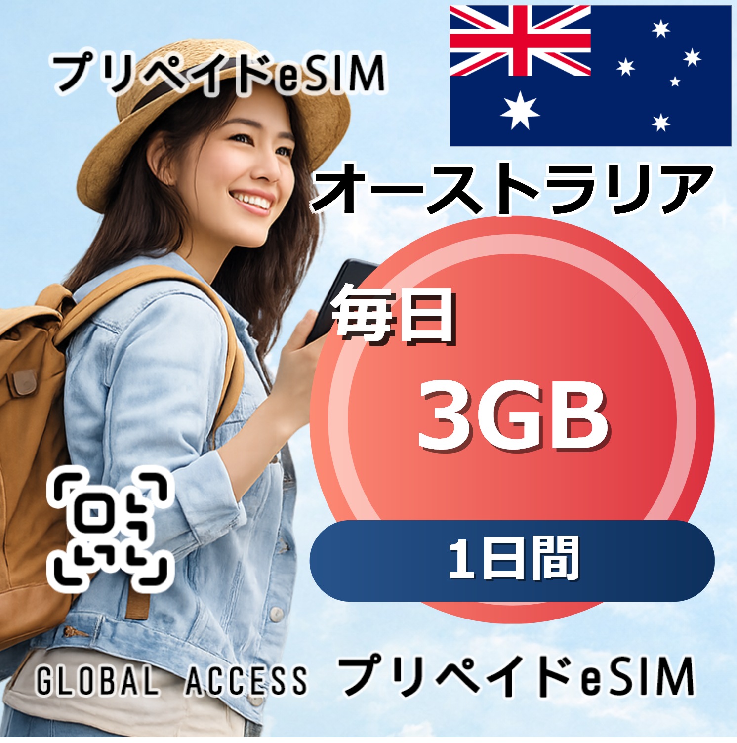 オーストラリア 3GB / 毎日 1日間
