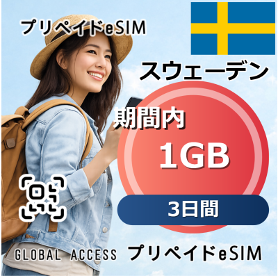 スウェーデン eSIM 1GB 3日間
