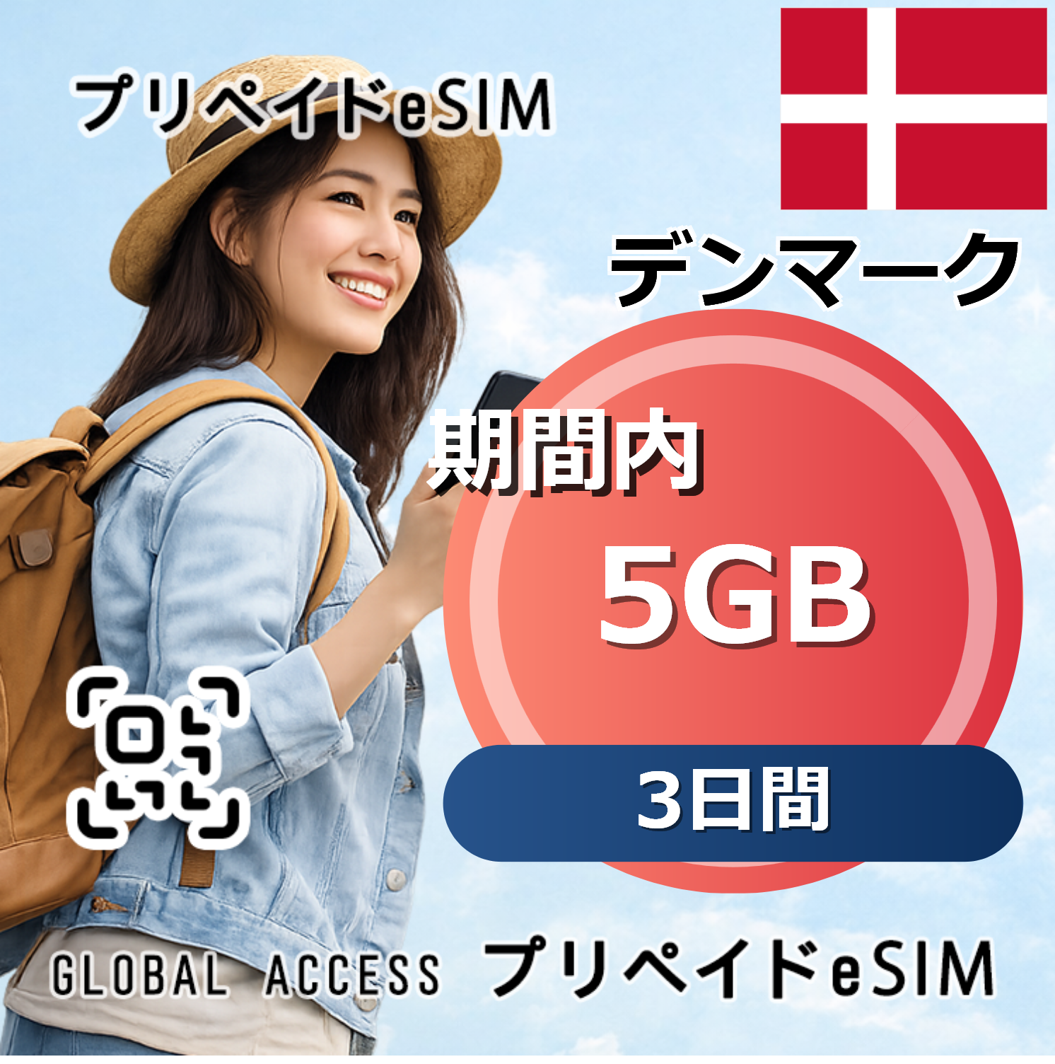 デンマーク 5GB 3日間
