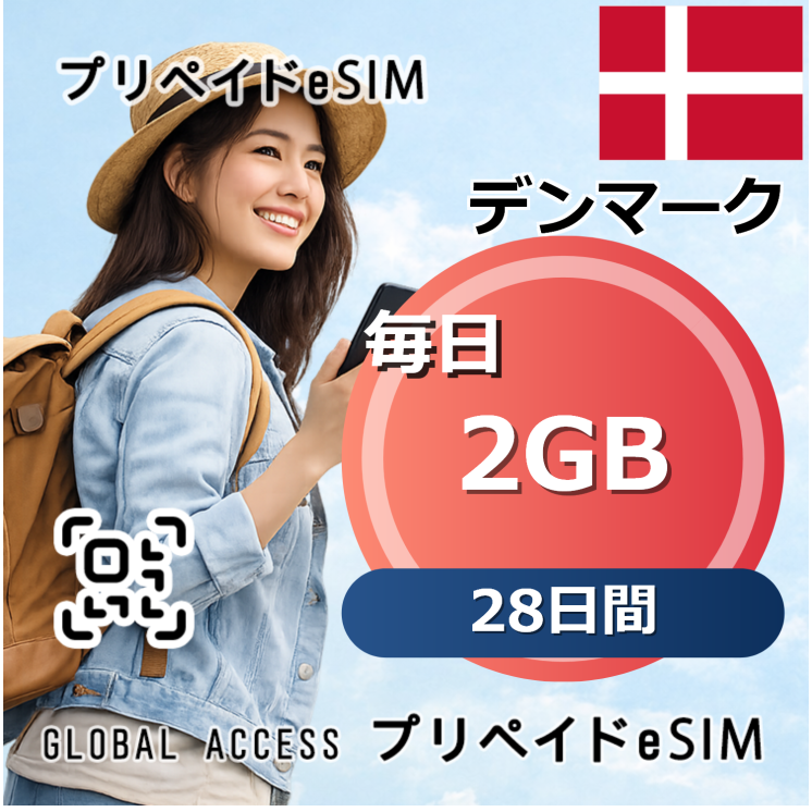 デンマーク eSIM 2GB 毎日 28日間