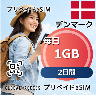 デンマーク eSIM 1GB 毎日 2日間