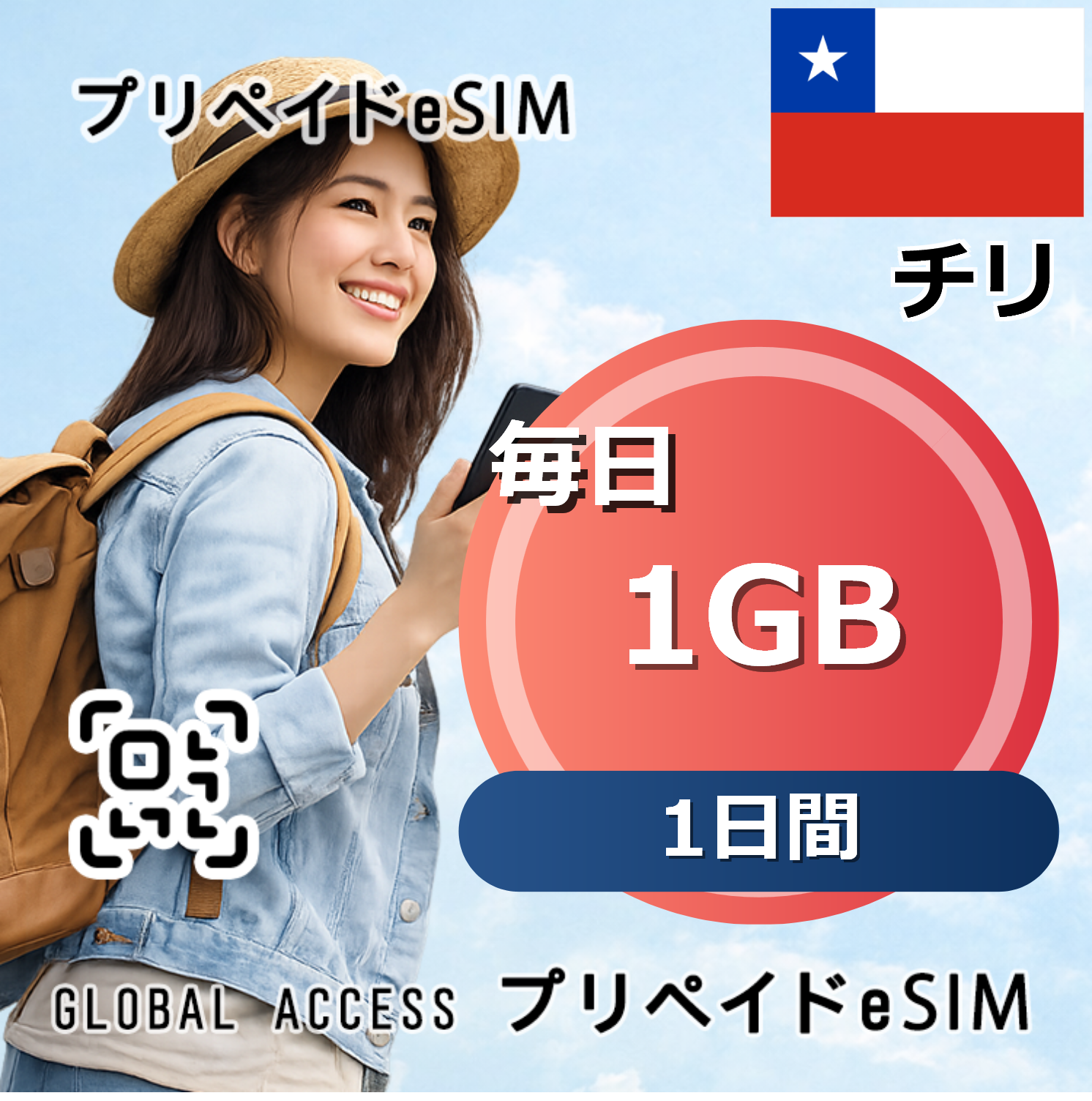 チリ 1GB 毎日 1日間