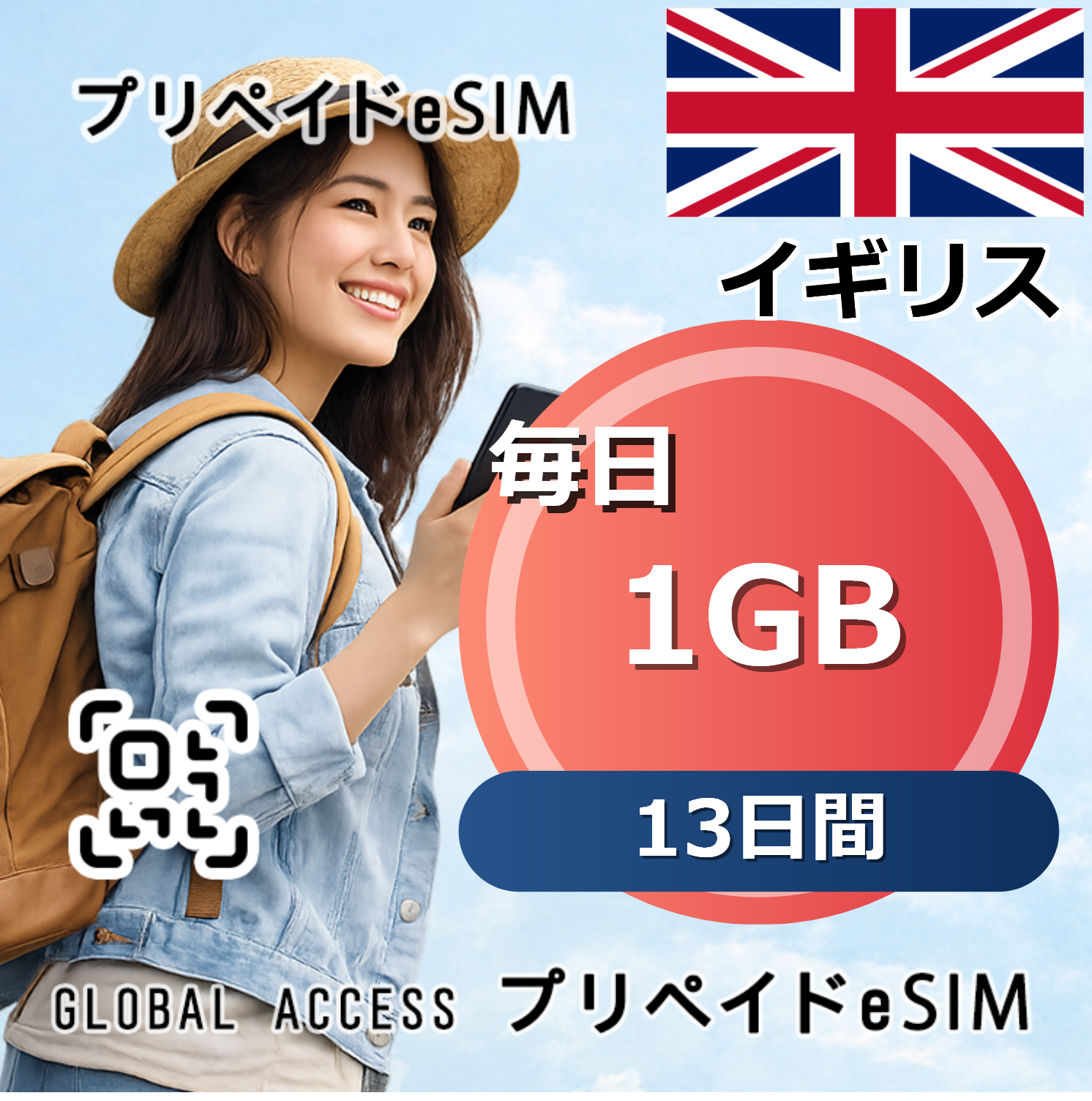 イギリス eSIM 1GB 毎日 13日間