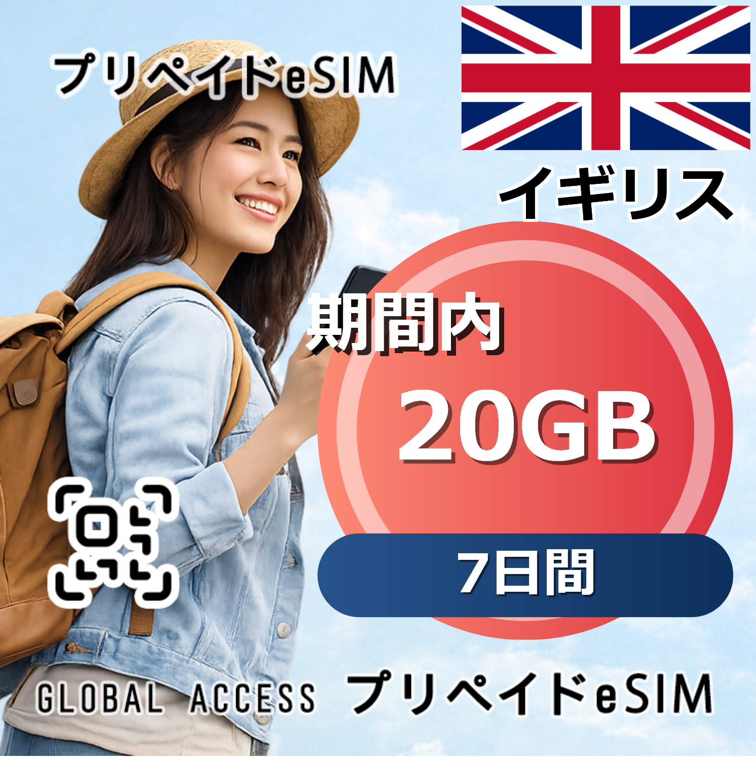 イギリス eSIM 20GB 7日間