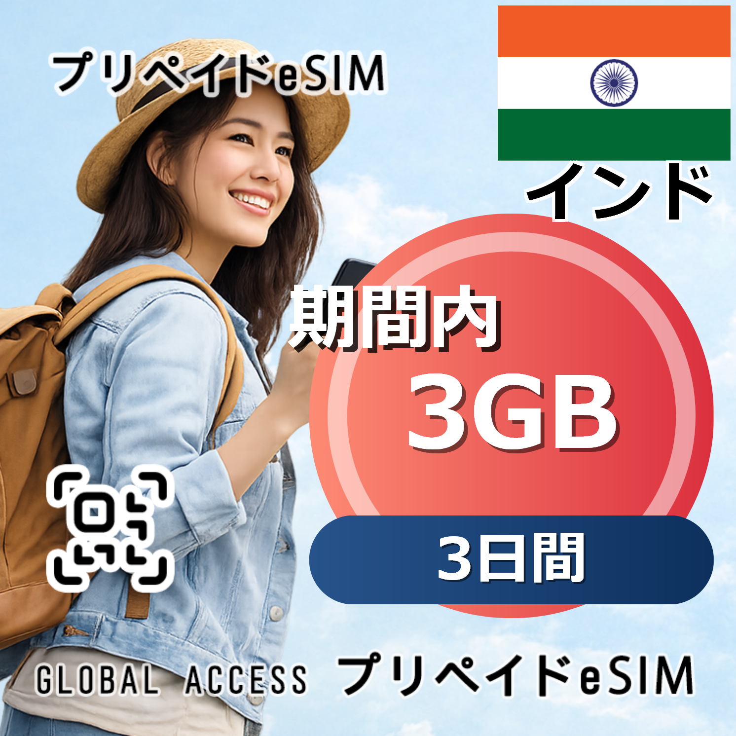 インド eSIM 3GB 3日間