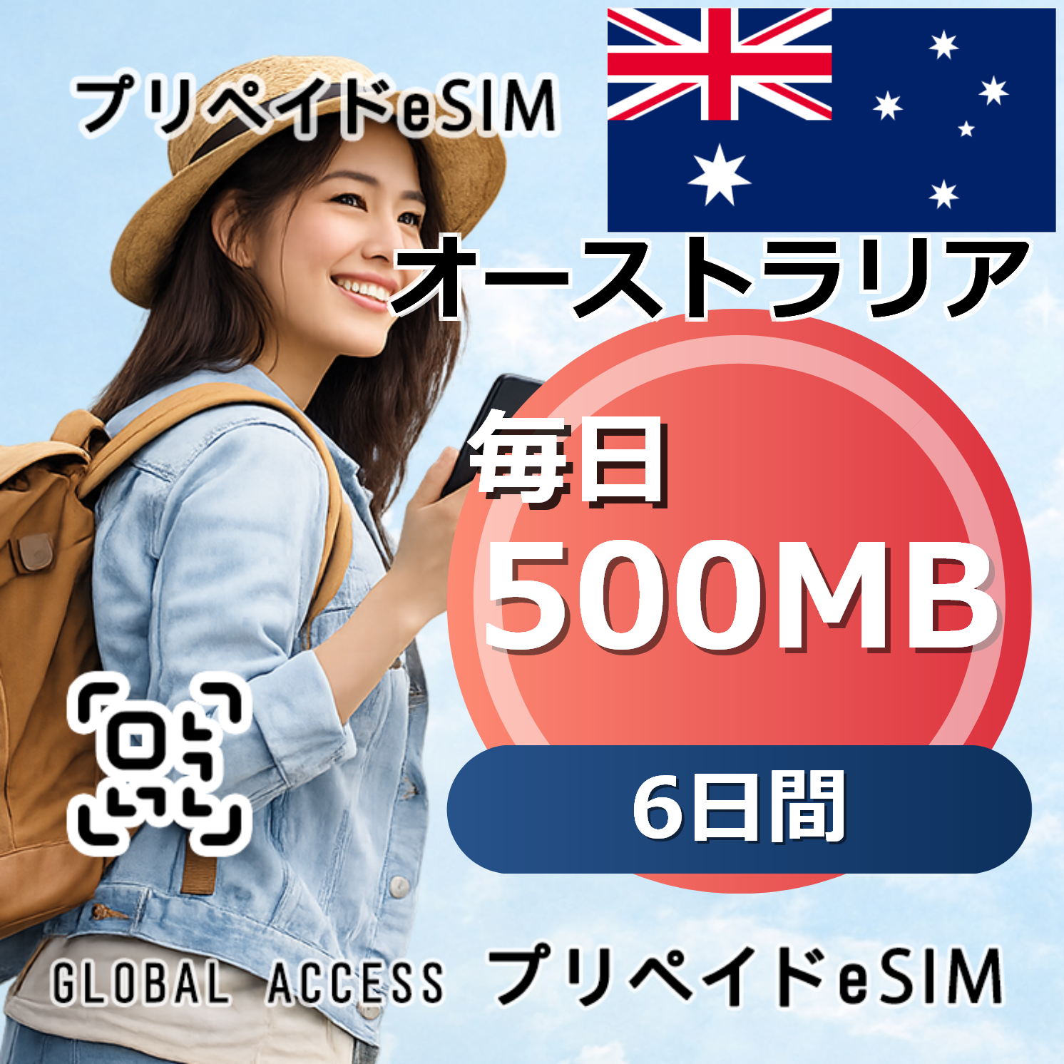 オーストラリア eSIM 500MB 毎日 6日間