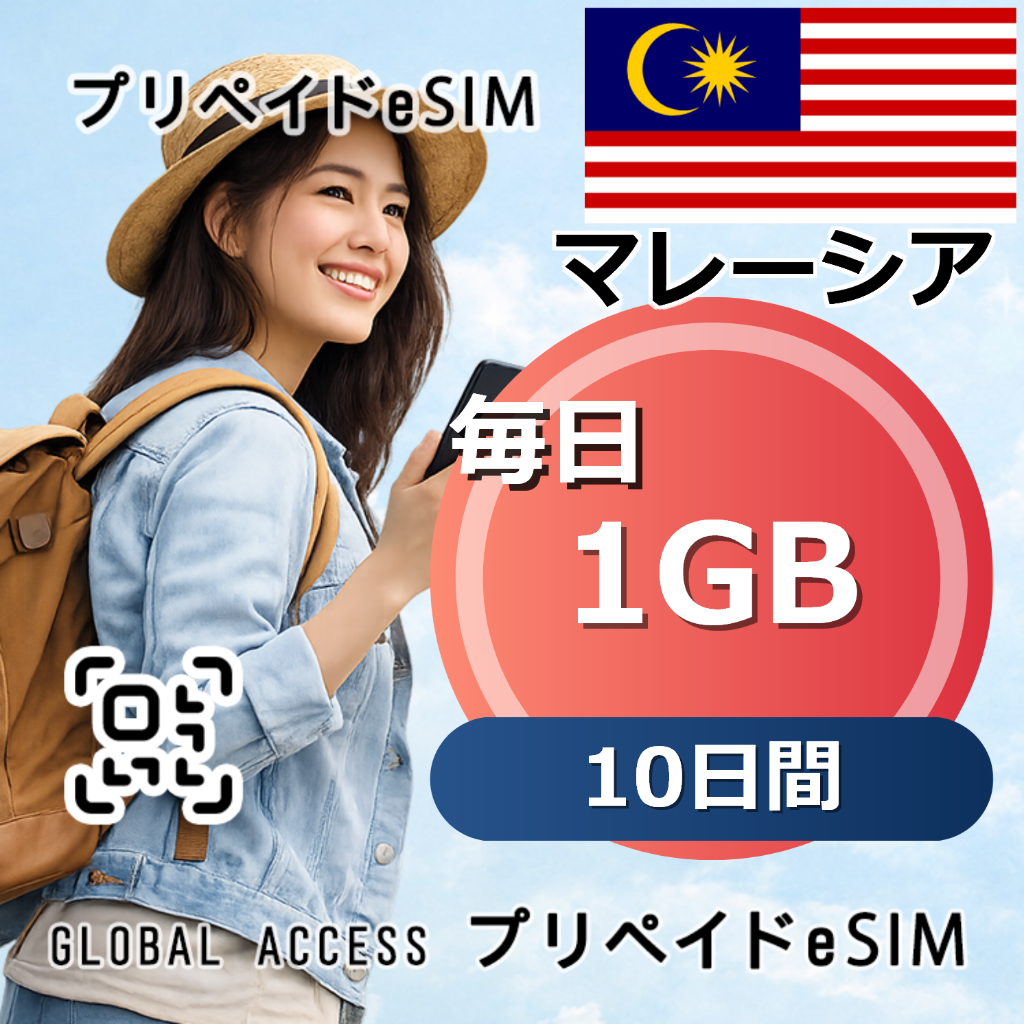 マレーシア eSIM 1GB 毎日 10日間