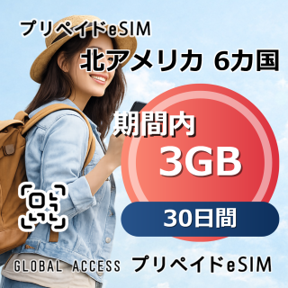 北アメリカ 6カ国 eSIM 3GB 30日間