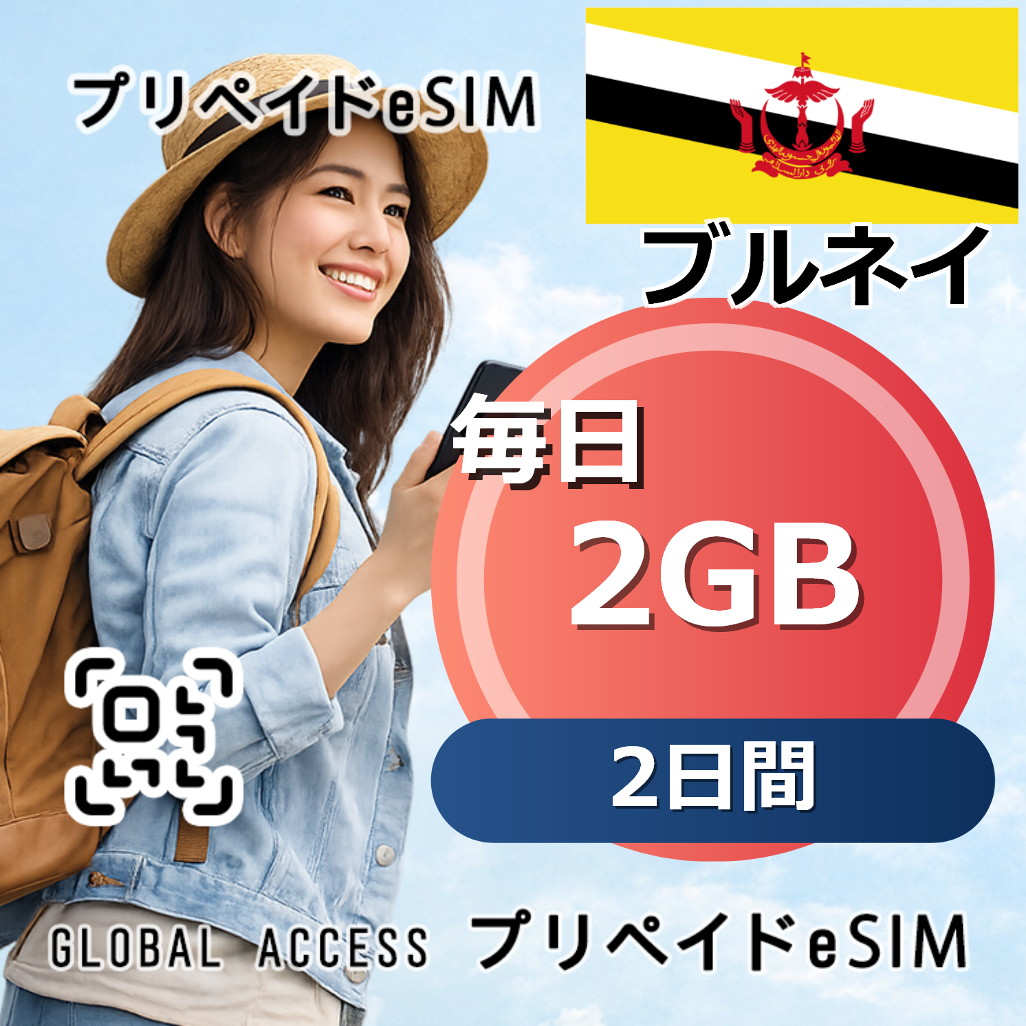 ブルネイ eSIM 2GB 毎日 2日間