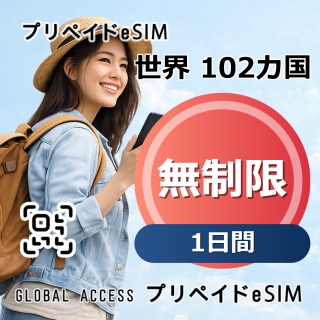 世界 102カ国 eSIM 無制限 1日間