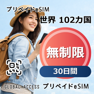 世界 102カ国 eSIM 無制限 30日間